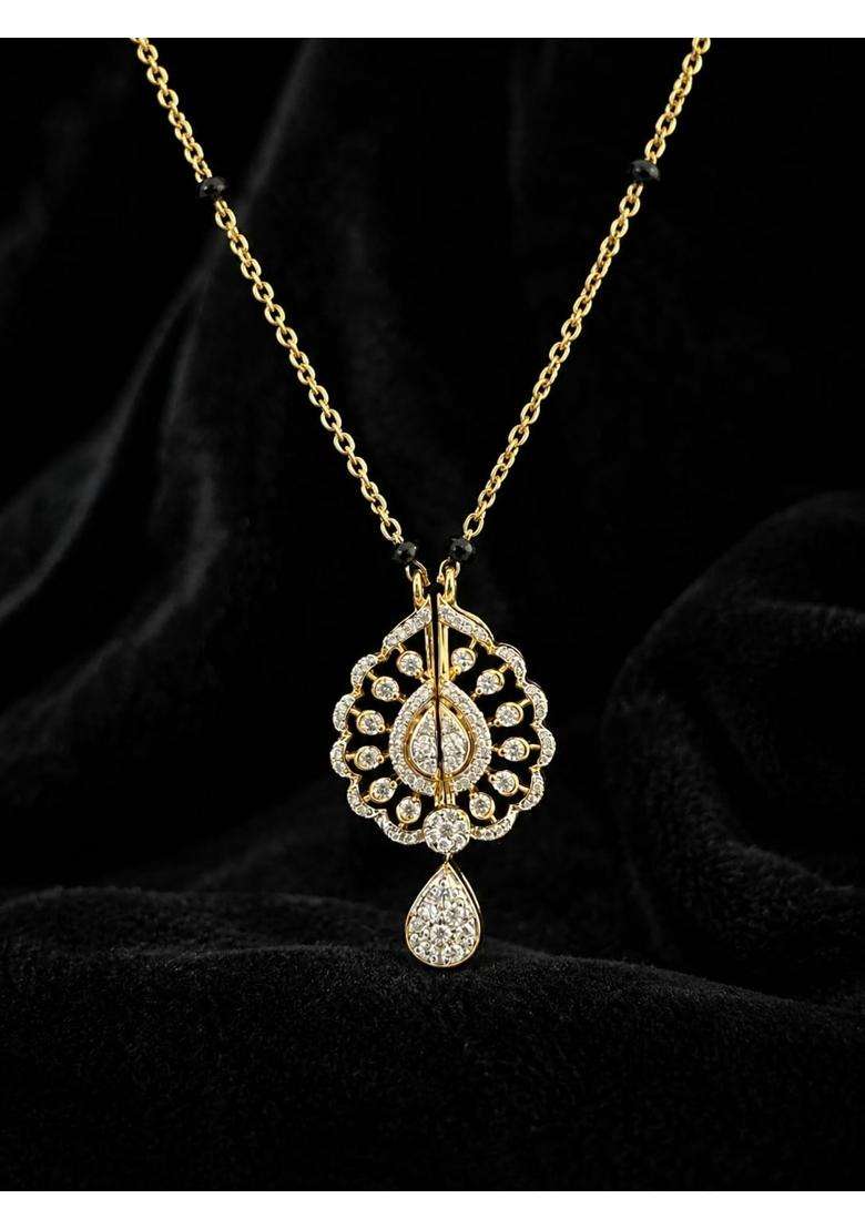 P C Chandra Jewellers 18 KT Diamond Radiant Bloom Convertible Mangalsutra for Women - Indya