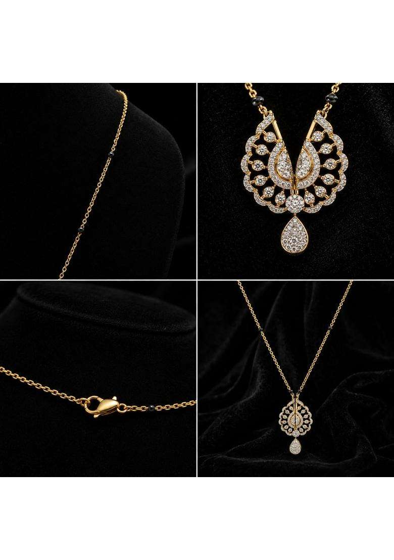 P C Chandra Jewellers 18 KT Diamond Radiant Bloom Convertible Mangalsutra for Women - Indya