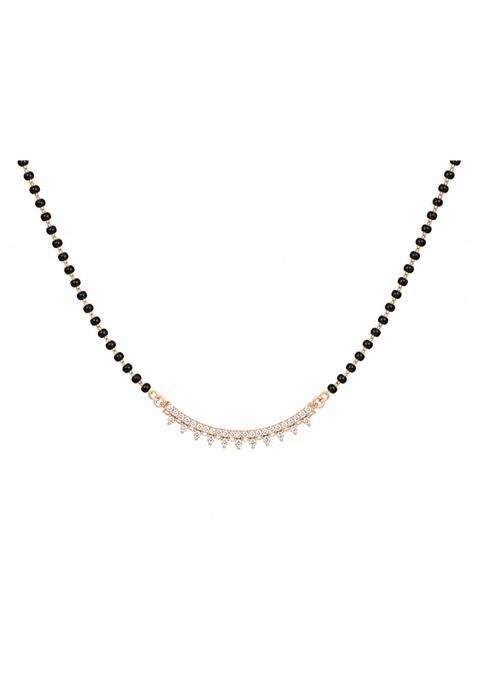 Flaneur Global Rose Gold Mangalsutra with Black Bead Chain CZ Diamond Look Pendant