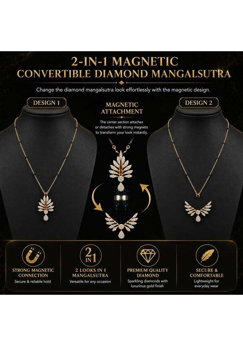 P C Chandra Jewellers 18 KT Diamond Convertible Leaf Bloom Mangalsutra for Women - Indya