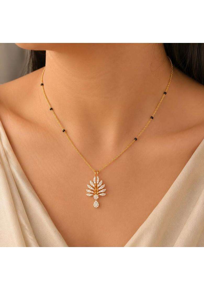 P C Chandra Jewellers 18 KT Diamond Convertible Leaf Bloom Mangalsutra for Women - Indya