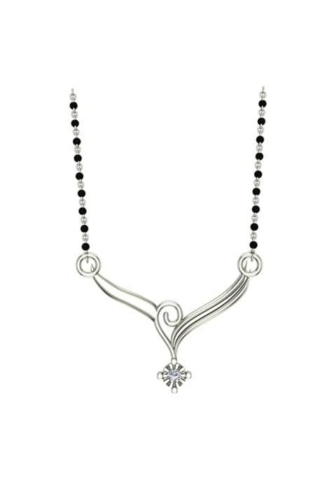 Dishis 18K 14K White Gold and Diamond Mangalsutra Pendant for Women BIS Hallmarked Gift for Wife