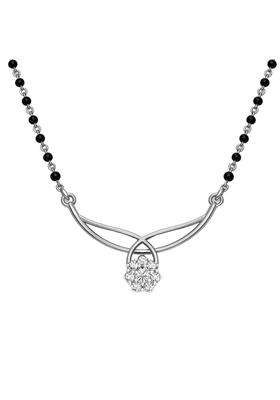 Dishis 18K BIS Hallmarked Certified White Gold Diamond Womens Mangalsutra Pendant