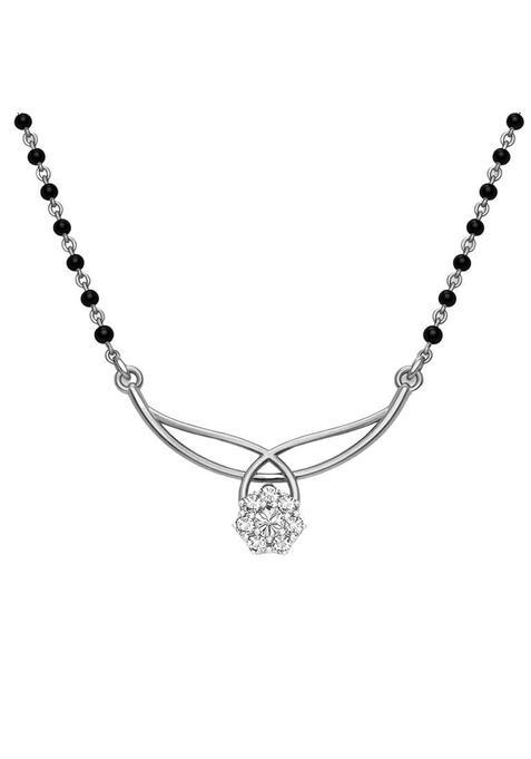 Dishis 18K BIS Hallmarked Certified White Gold Diamond Womens Mangalsutra Pendant