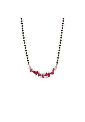 Siyabystar Rose Gold Plated Ruby Drop Diamond Mangalsutra