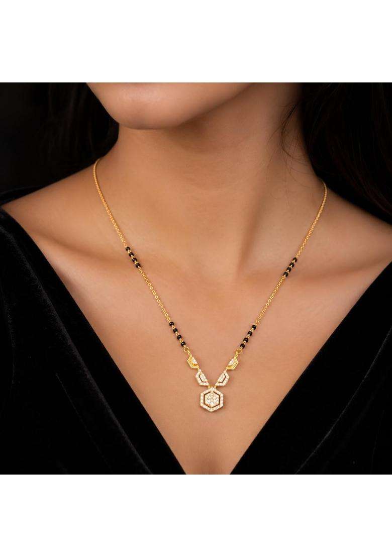 P C Chandra Jewellers 18 KT Diamond Hexa Harmony Convertible Mangalsutra for Women - Indya