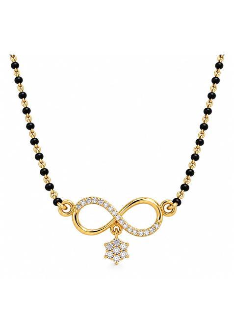 Dishis BIS Hallmarked Certified Yellow Gold Diamond Mangalsutra Pendant for Women Gift for Wife