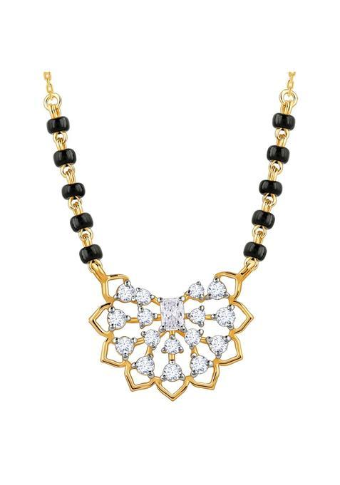 GIVA 18K Yellow Gold Devanshi Diamond Mangalsutra Gold Gifts for Women and Girls