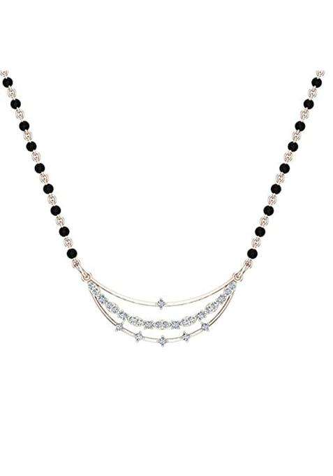 Dishis 14K BIS Hallmarked Certified Rose Gold Diamond Womens Mangalsutra Pendant