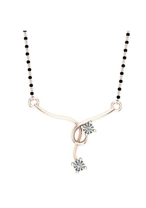 Dishis 18K 14K Rose Gold Diamond Mangalsutra Pendant for Women BIS Hallmarked Gift for Wife