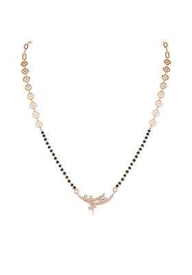 Zilgi Rose Gold and Silver Mangalsutra for Women 925 Sterling Silver CZ Diamond Pendant