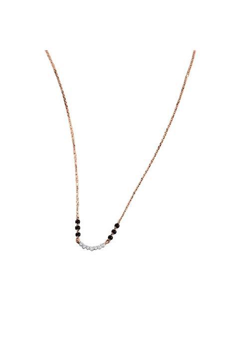 YOOU by PNG Jewellers Forever Gleam 0 Point 09 Ct Diamond 14KT Rose Gold Mangalsutra Necklace for Women