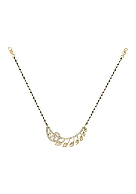 Diamtrendz Gold Plated BIS Hallmarked Pure 925 Sterling Silver Modern Mangalsutra Tanmaniya Pendant with Black