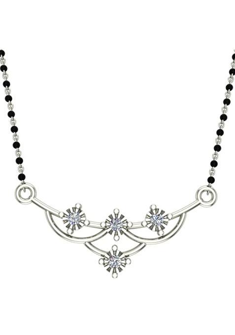 Dishis 18K 14K White Gold Diamond Mangalsutra Pendant for Women BIS Hallmarked Gift for Wife