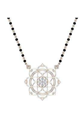 Dishis 14K BIS Hallmarked Certified Rose Gold Diamond Womens Mangalsutra Pendant
