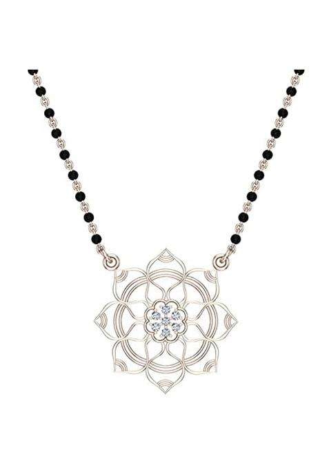 Dishis 14K BIS Hallmarked Certified Rose Gold Diamond Womens Mangalsutra Pendant