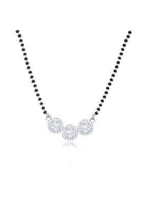 Shree Emporium Mangalsutra Silver with Triple CZ Diamond Pendant for Women