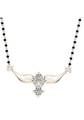 Dishis 18K 14K Rose Gold Diamond Tanmaniya Mangalsutra Pendant for Women