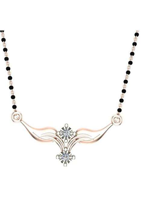 Dishis 18K 14K Rose Gold Diamond Tanmaniya Mangalsutra Pendant for Women