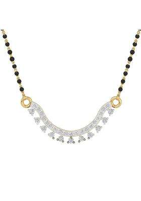 Dishis 14K BIS Hallmarked Certified Yellow Gold Diamond Womens Mangalsutra Pendant