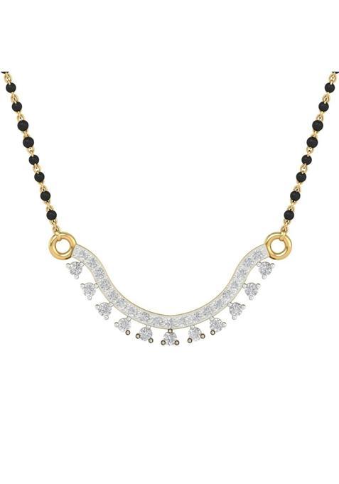 Dishis 14K BIS Hallmarked Certified Yellow Gold Diamond Womens Mangalsutra Pendant