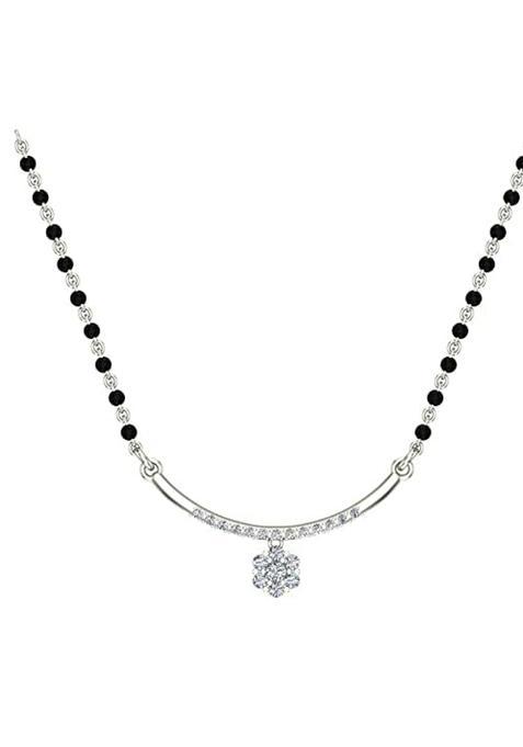 Dishis 14K BIS Hallmarked Certified White Gold Diamond Womens Mangalsutra