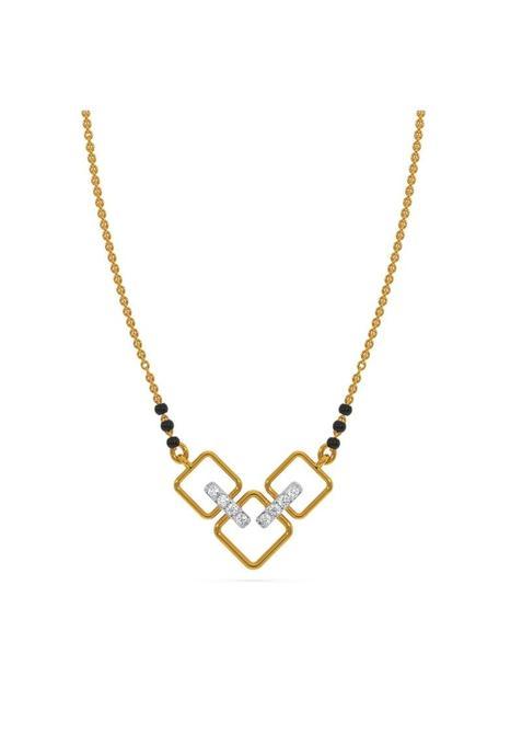 Kisna Jewels 14K BIS Hallmark Pure Yellow Gold and SI Real Diamond Mangalsutra for Women
