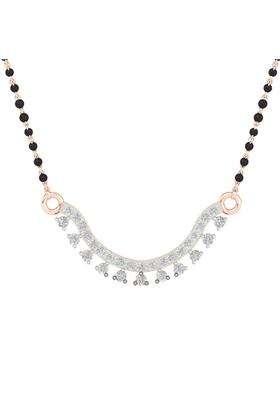 Dishis 14K BIS Hallmarked Certified Rose Gold Diamond Womens Mangalsutra Pendant