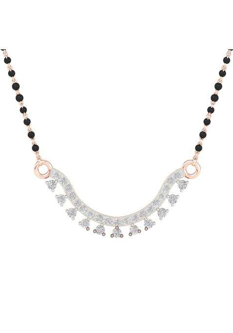 Dishis 14K BIS Hallmarked Certified Rose Gold Diamond Womens Mangalsutra Pendant