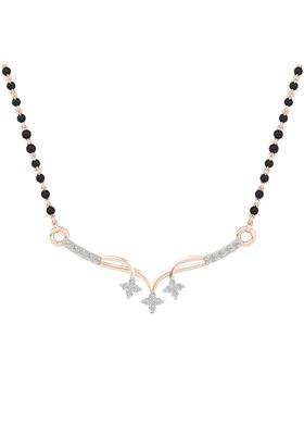 Dishis 14K BIS Hallmarked Certified White Gold Diamond Womens Mangalsutra Pendant