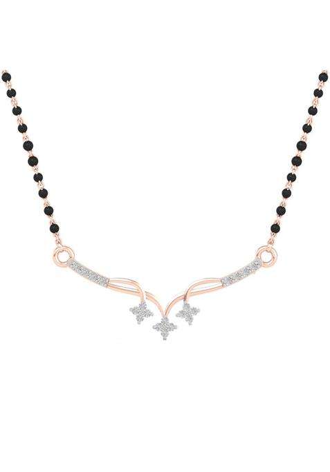 Dishis 14K BIS Hallmarked Certified White Gold Diamond Womens Mangalsutra Pendant