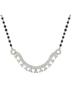 Dishis 14K BIS Hallmarked Certified White Gold Diamond Womens Mangalsutra Pendant