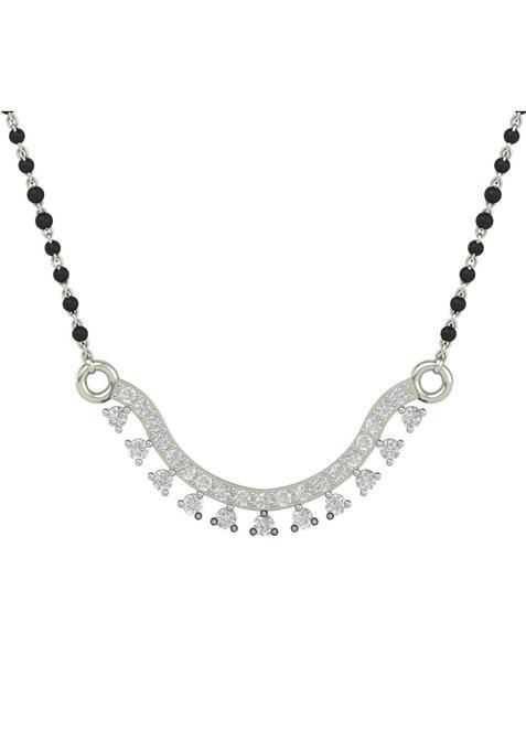 Dishis 14K BIS Hallmarked Certified White Gold Diamond Womens Mangalsutra Pendant