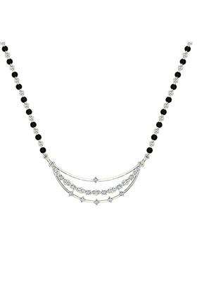 Dishis 18K BIS Hallmarked Certified White Gold Diamond Womens Mangalsutra Pendant