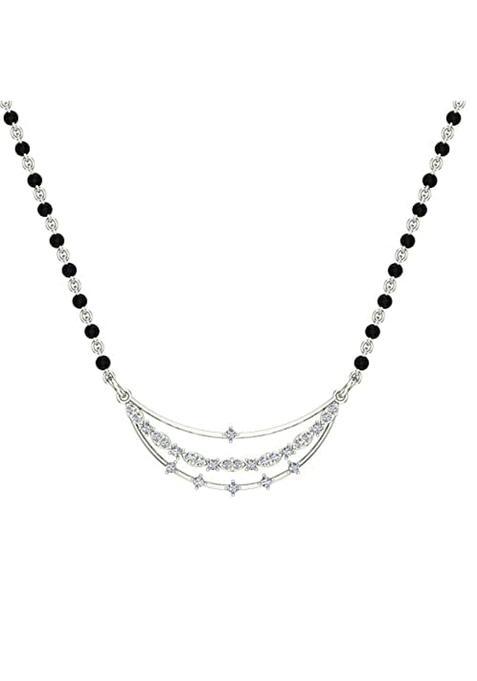Dishis 18K BIS Hallmarked Certified White Gold Diamond Womens Mangalsutra Pendant