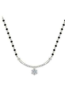 Dishis 18K BIS Hallmarked Certified White Gold Diamond Womens Mangalsutra