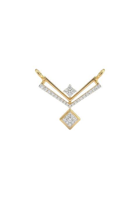Yoou by PNG Petal Glow 0 Point 19 Ct Diamond 9KT Yellow Gold Mangalsutra Necklace for Women