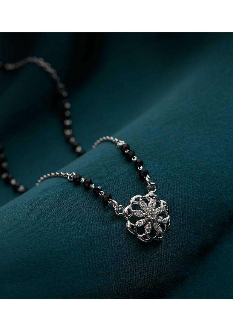 Gargi by P N Gadgil and Sons 925 Sterling Silver Floral Bliss Mangalsutra - Indya