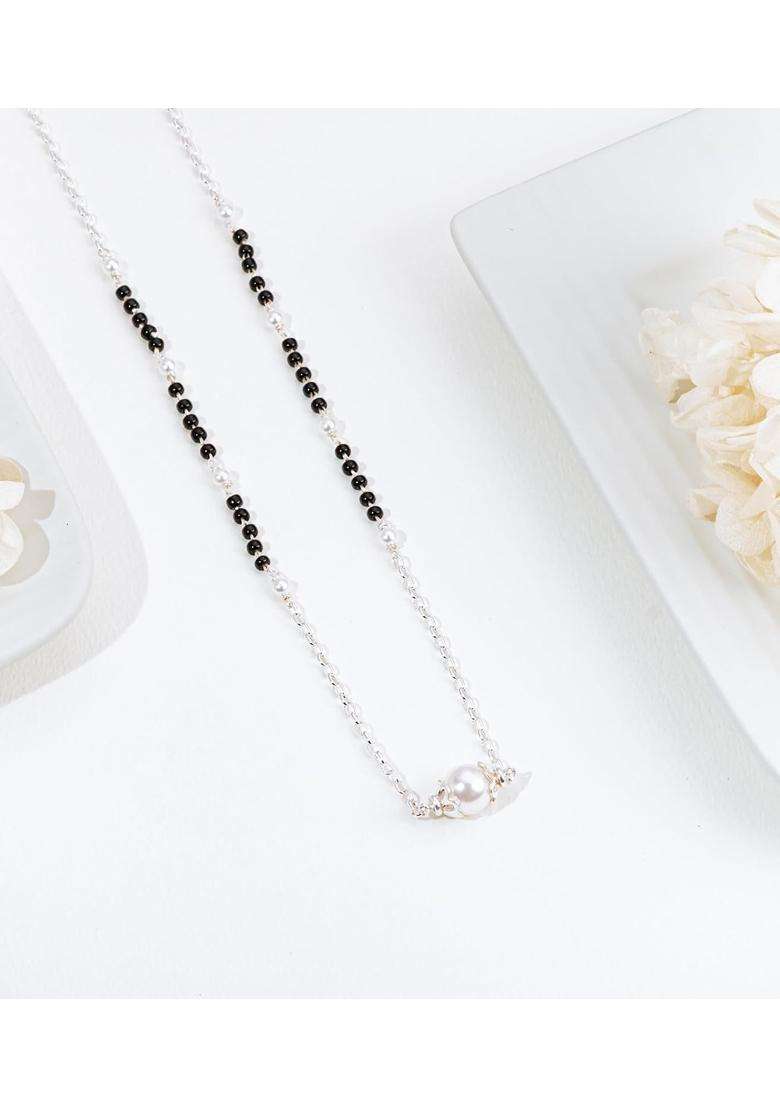Gargi by P N Gadgil and Sons 925 Sterling Silver Double Style Chained Pearl Mangalsutra - Indya