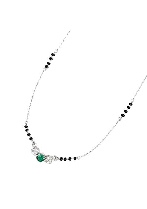 Maira 925 Sterling Silver Mangalsutra Black Bead Nickel Free Pure Rhodium Tanmaniya Thali Minnu