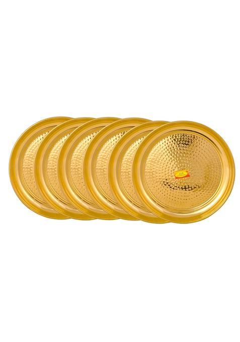 Shiv Shakti Arts Handmade Pure Brass Plate Thali Dish Hammered Design Homeware Hotelware Dinnerware Serveware