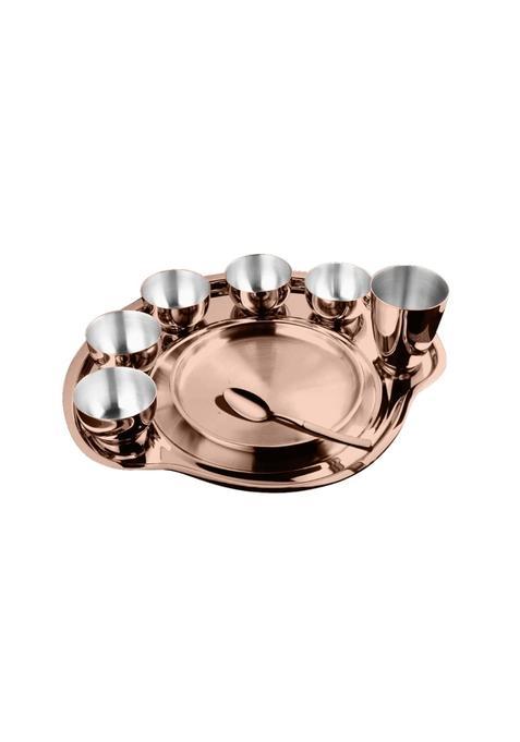 Shri and Sam Stainless Steel Thali Set 9 Pieces Rosegold PVD Coating Nifty