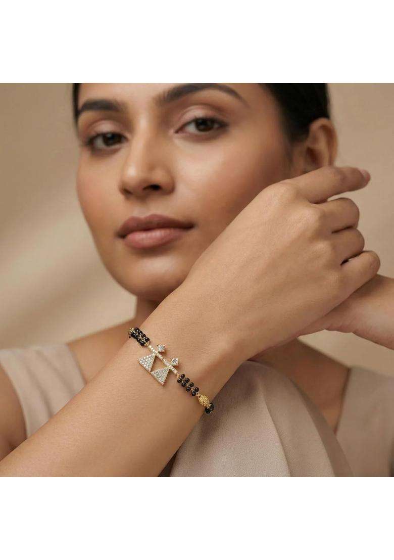 Ritvaa Smartgold 24K Gold Plated Twin Dolls Mangalsutra Bracelet for Women - Indya