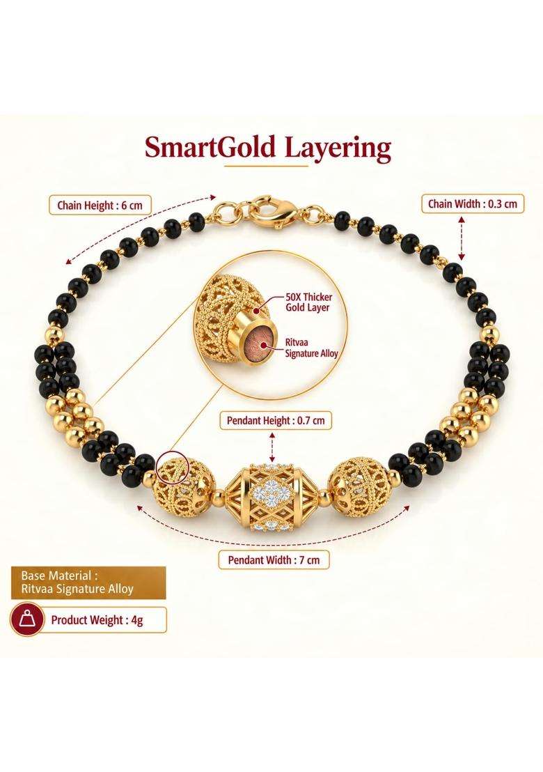 Ritvaa Smartgold 24K Gold Plated Sangini Mangalsutra Bracelet for Women - Indya
