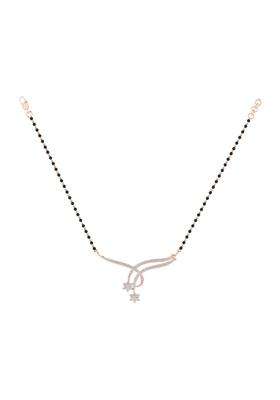Diamtrendz Gold Plated BIS Hallmarked Pure 925 Sterling Silver Modern Mangalsutra Tanmaniya Pendant with Black