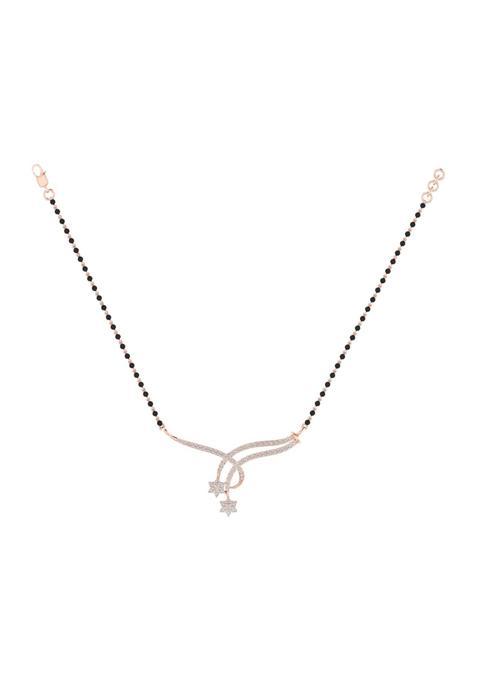 Diamtrendz Gold Plated BIS Hallmarked Pure 925 Sterling Silver Modern Mangalsutra Tanmaniya Pendant with Black