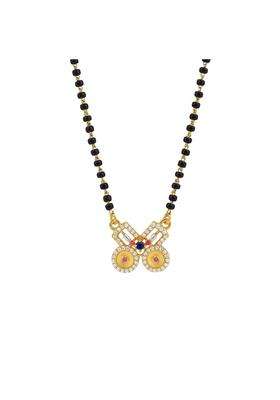 Maira 925 Sterling Silver 1 GM Micron Gold Plated Kala Mani Black Beads Mangalsutra Necklace for Women