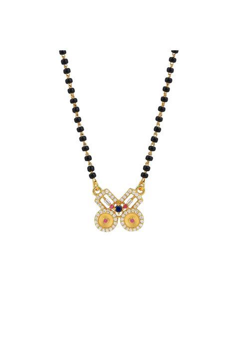 Maira 925 Sterling Silver 1 GM Micron Gold Plated Kala Mani Black Beads Mangalsutra Necklace for Women