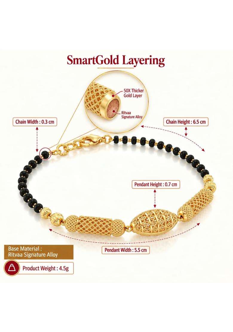Ritvaa 24K Smartgold Hand Mangalsutra Bracelet for Women - Indya