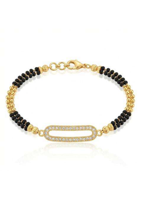Ritvaa Smartgold 24K Gold Plated Oval Frame Mangalsutra Bracelet for Women